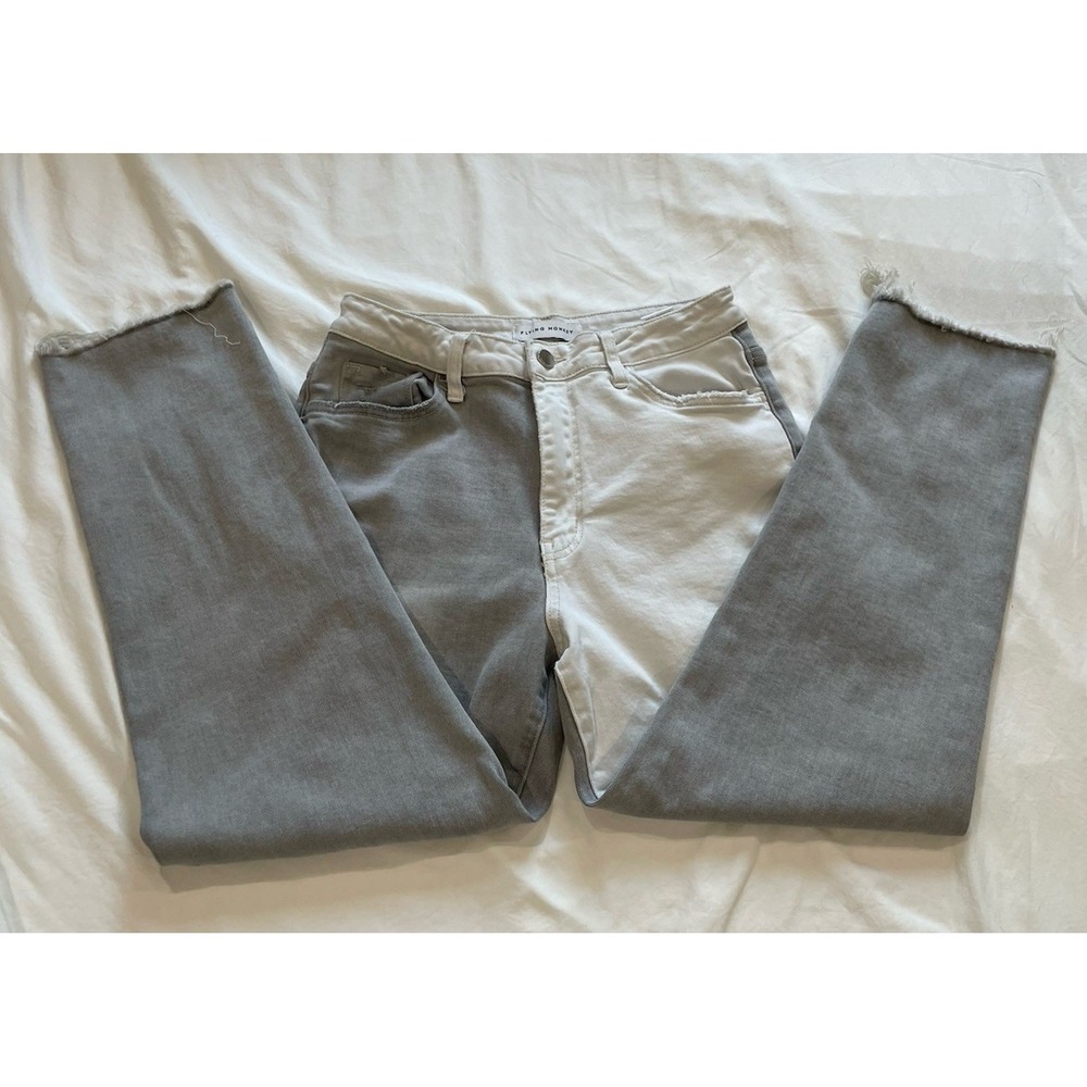 Flying Monkey Women's Jeans Two-Tone Grey White Distressed Size 28